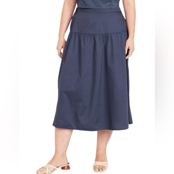 Old Navy Dusty Blue Drop Waist Midi Skirt Women’s Size 3X Boho feminine - Picture 6 of 12